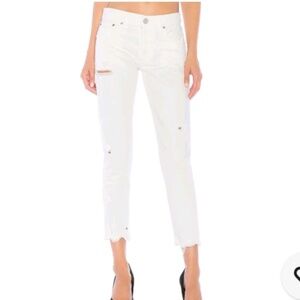 Moussy Vintage Kelly Mid-Rise Tapered Straight Ankle White Denim Jeans size 26